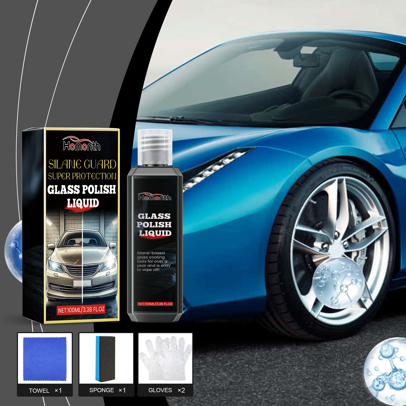 Momihoom Polish/Finish \u0026 Liquid Glass Pre-Cleaner,Pre-Clean, Then Seal and Protect Your Vehicle’s Finish with Liquid Glass Ultimate Auto Polish/Finish